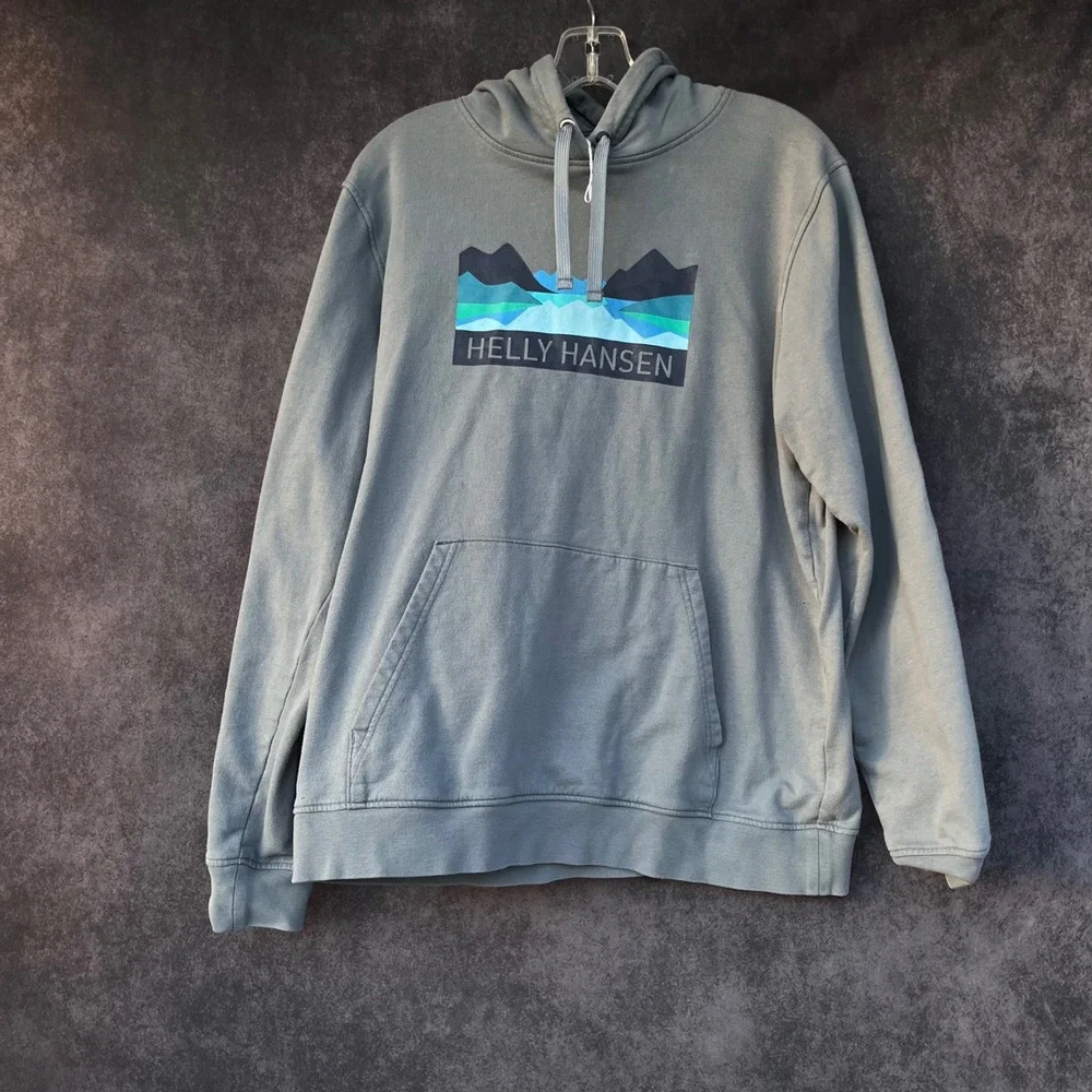 Helly Hansen Mens Mountain Graphic Hoodie Grey Regular Fit L Gorpcore Athleisure